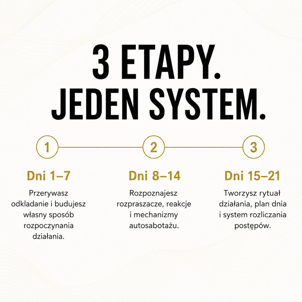 Schemat trzech etapów 21-dniowego procesu Rytuału Dyscypliny